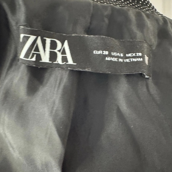 Zara Blazer Sz 6 Black White Polka Dots Office Work Party Preppy Classic EU 38 - Picture 8 of 8